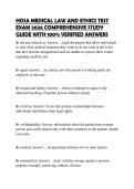 HOSA MEDICAL LAW AND ETHICS TEST EXAM 2026 COMPREHENSIVE STUDY GUIDE WITH 100&percnt; VERIFIED ANSWERS