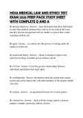 HOSA MEDICAL LAW AND ETHICS TEST EXAM 2026 PREP PACK STUDY SHEET WITH COMPLETE Q AND A