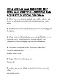 HOSA MEDICAL LAW AND ETHICS TEST EXAM 2026 SCRIPT FULL QUESTIONS AND ACCURATE SOLUTIONS GRADED A&plus;