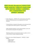 EMD-Q Quality Management EXAM STUDY  GUIDE 2026&sol;2027 COMPLETE QUESTIONS  WITH VERIFIED CORRECT ANSWERS &vert;&vert;  100&percnt; GUARANTEED PASS  <NEWEST VERSION> 