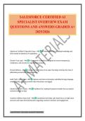SALESFORCE CERTIFIED AI SPECIALIST OVERVIEW EXAM QUESTIONS AND ANSWERS GRADED A&plus; 2025&sol;2026