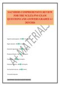 SAUNDERS COMPREHENSIVE REVIEW FOR THE NCLEX-PN&reg; EXAM QUESTIONS AND ANSWERS GRADED A&plus; 2025&sol;2026