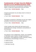 Fundamentals of Cyber Security Midterm Review Q & As &lpar;Verified Answers&rpar; 2026