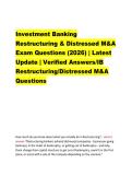 Investment Banking Restructuring & Distressed M&A Exam Bundle &lpar;2026&rpar; &vert; Latest Update &vert; Verified Questions & Answers