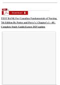TEST BANK For Canadian Fundamentals of Nursing 7th Edition By Potter and Perry's &vert; Chapter's 1 - 48 &vert; Complete Study Guide&vert;&vert;Latest 2025 update