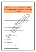 ZOO LAB 252- PEAK &ndash; FINAL EXAM QUESTIONS AND ANSWERS GRADED A&plus; 2025&sol;2026