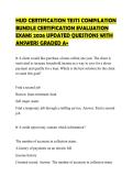 HUD CERTIFICATION TESTS COMPILATION BUNDLE CERTIFICATION EVALUATION EXAMS 2026 UPDATED QUESTIONS WITH ANSWERS GRADED A&plus;