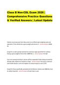 Class B Non-CDL Exam 2026 &vert; Comprehensive Practice Questions & Verified Answers &vert; Latest Update