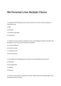 MA Personal Lines Exam Questions and Answers