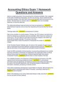 Accounting Ethics Exam 1 Homework Questions and Answers