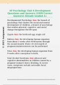 AP Psychology Unit 6 Development  Questions and Answers &lpar;100&percnt; Correct  Answers&rpar; Already Graded A&plus;