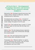 AP Psych Unit 6 - Developmental  Psychology Questions and Answers  &lpar;100&percnt; Correct Answers&rpar; Already  Graded A&plus;