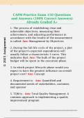CAPM Practice Exam 150 Questions  and Answers &lpar;100&percnt; Correct Answers&rpar;  Already Graded A&plus; 