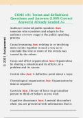 COMS 101 Terms and definitions  Questions and Answers &lpar;100&percnt; Correct  Answers&rpar; Already Graded A&plus;