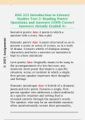 ENG 225 Introduction to Literary  Studies Test 2&colon; Reading Poetry  Questions and Answers &lpar;100&percnt; Correct  Answers&rpar; Already Graded A&plus;