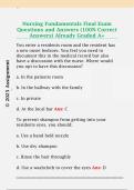 Nursing Fundamentals Final Exam  Questions and Answers &lpar;100&percnt; Correct  Answers&rpar; Already Graded A&plus;