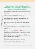 Respiratory Syncytial Virus &lpar;RSV&rpar;  Questions and Answers &lpar;100&percnt; Correct  Answers&rpar; Already Graded A&plus;