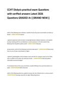 CCHT Dialysis practical exam Questions with verified answers Latest 2026 Questions GRADED A&plus;&vert;&vert;BRAND NEW&vert;&vert;