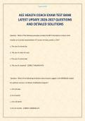 ACE HEALTH COACH EXAM TEST BANK LATEST UPDATE 2026-2027 QUESTIONS AND DETAILED SOLUTIONS