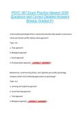 PSYC 387 Exam Practice Newest 2026  Questions and Correct Detailed Answers  Already Graded A&plus; 