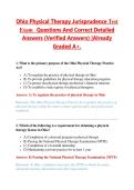 Ohio Physical Therapy Jurisprudence Test  Exam   Questions And Correct Detailed  Answers &lpar;Verified Answers&rpar; &vert;Already  Graded A&plus;&period;