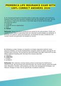 PRIMERICA LIFE INSURANCE EXAM WITH 100&percnt; CORRECT ANSWERS 2026