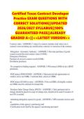 Certified Texas Contract Developer Practice EXAM QUESTIONS WITH CORRECT SOLUTIONS&vert;&vert;UPDATED 2026&sol;2027 SYLLABUS&vert;&vert;100&percnt; GUARANTEED PASS&vert;&vert;ALREADY GRADED A&plus;&vert;&vert;<<LATEST VERSION>>