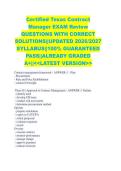 Certified Texas Contract Manager EXAM Review QUESTIONS WITH CORRECT SOLUTIONS&vert;&vert;UPDATED 2026&sol;2027 SYLLABUS&vert;&vert;100&percnt; GUARANTEED PASS&vert;&vert;ALREADY GRADED A&plus;&vert;&vert;<<LATEST VERSION>>