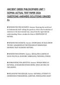 ANCIENT GREEK PHILOSOPHERS UNIT 1 SOPHIA ACTUAL TEST PAPER 2026 QUESTIONS ANSWERS SOLUTIONS GRADED A&plus;