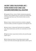 ANCIENT GREEK PHILOSOPHERS UNIT 1 SOPHIA REVIEW STUDY SHEET 2026 ACCURATE RESPONSES FULL SOLUTION