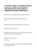 AP PHYSICS 1 UNITS 1-7 PROGRESS CHECK A AND B EXAM SCRIPT 2026 COMPLETE QUESTIONS SOLUTIONS APPROVED A&plus;