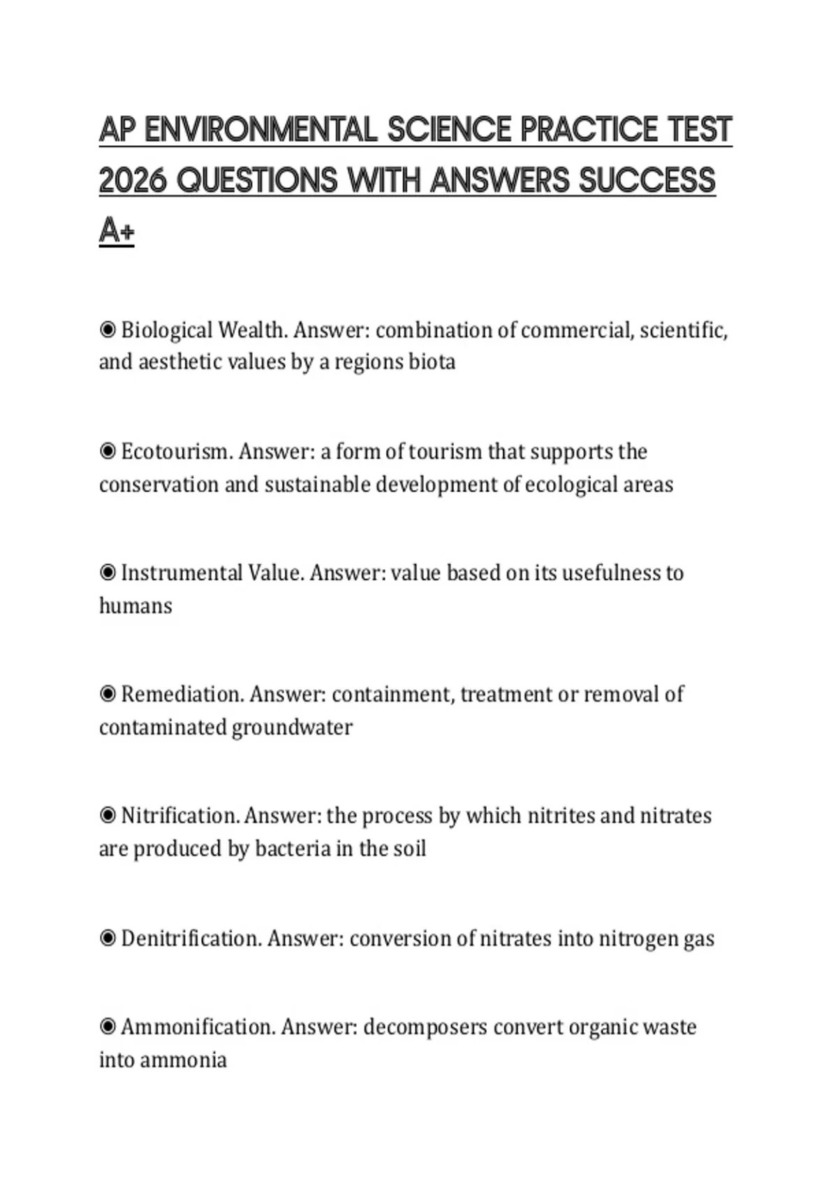 Ap Environmental Science Question Example AP ENVIRONMENTAL SCIENCE PRACTICE TEST 2026 QUESTIONS WITH ANSWERS ...