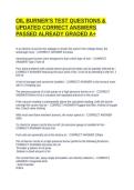 OIL BURNER'S TEST QUESTIONS & UPDATED CORRECT ANSWERS PASSED ALREADY GRADED A&plus;