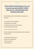 CDCES EXAM &lpar;Certified Diabetes Care and Education Specialist&rpar; NEWEST UPDATE 2026-2027 ALL 400 QUESTIONS AND DETAILED SOLUTIONS