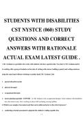 Students with Disabilities CST NYSTCE &lpar;060&rpar; &vert; Study Questions With Correct Answers and Rationales &lpar;Latest Exam Guide&rpar;