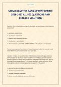 SAEM EXAM TEST BANK NEWEST UPDATE 2026-2027 ALL 500 QUESTIONS AND DETAILED SOLUTIONS