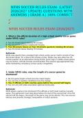 NFHS SOCCER RULES EXAM&colon; &lpar;LATEST 2026&sol;2027 UPDATE&rpar; QUESTIONS WITH ANSWERS &vert; GRADE A &vert; 100&percnt; CORRECT