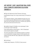 ART HISTORY 1 UNIT 2 MILESTONE FINAL PAPER 2026 COMPLETE QUESTIONS SOLUTIONS GRADED A&plus;
