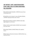 ART HISTORY 1 UNIT 2 MILESTONE REVIEW STUDY SHEET 2026 ACCURATE RESPONSES FULL SOLUTION