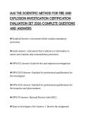 IAAI THE SCIENTIFIC METHOD FOR FIRE AND EXPLOSION INVESTIGATION CERTIFICATION EVALUATION SET 2026 COMPLETE QUESTIONS AND ANSWERS
