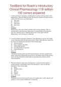 Roach&rsquo;s Introductory Clinical Pharmacology 11E Test Bank 100&percnt; Correct