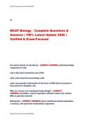MCAT Biology &ndash; Complete Questions & Answers &vert; 100&percnt; Latest Update 2026 &vert; Verified & Exam-Focused