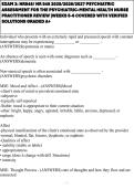 EXAM 3&colon; NR548&sol; NR 548 2025&sol;2026&sol;2027 PSYCHIATRIC ASSESSMENT FOR THE PSYCHIATRIC-MENTAL HEALTH NURSE PRACTITIONER REVIEW &vert;WEEKS 5-6 COVERED WITH VERIFIED SOLUTIONS GRADED A&plus;