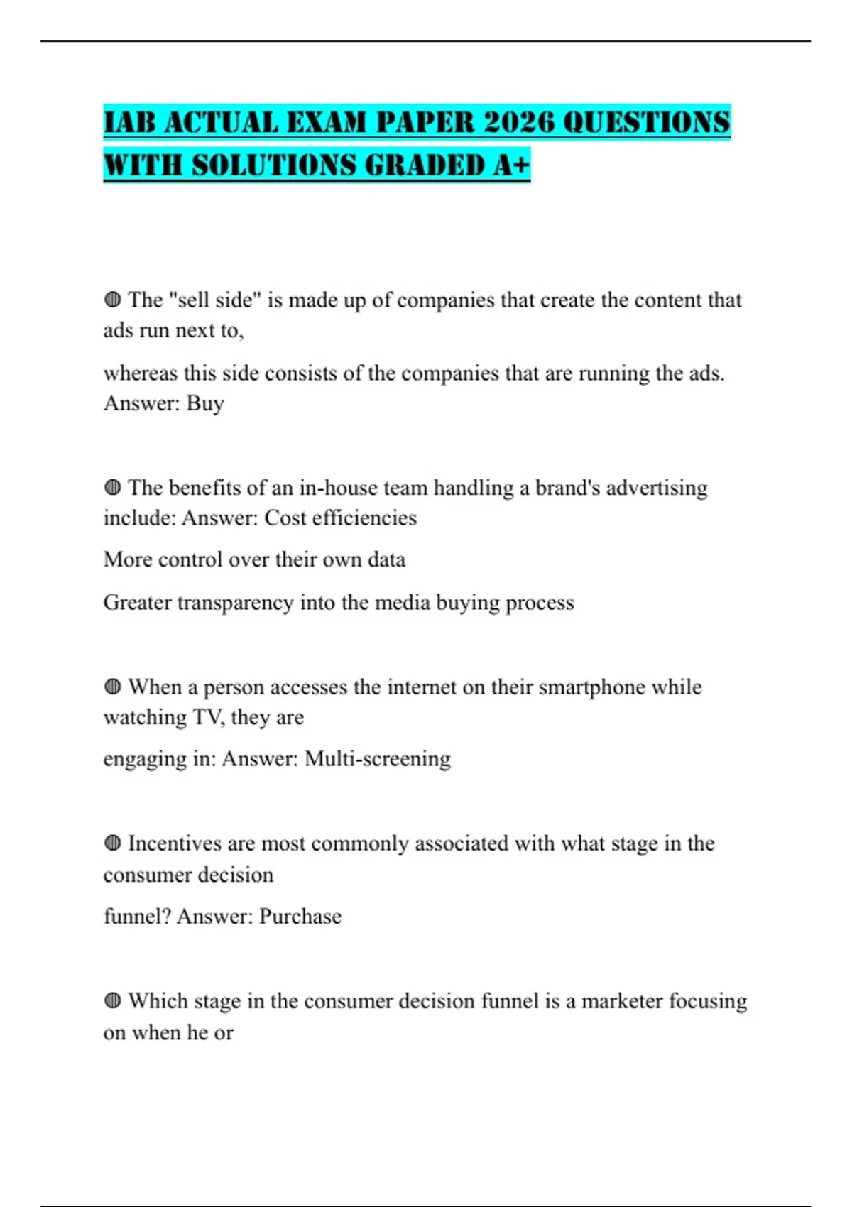 IAB ACTUAL EXAM PAPER 2026 QUESTIONS WITH SOLUTIONS GRADED A+ - IAB ...
