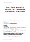 MCAT Biology Questions & Answers 100&percnt;- Latest Update 2026 Verified & Exam-Focused