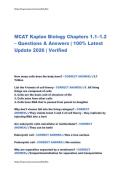 MCAT Kaplan Biology Chapters 1&period;1&ndash;1&period;2 &ndash; Questions & Answers &vert; 100&percnt; Latest Update 2026 &vert; Verified