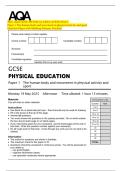 2025 AQA GCSE PHYSICAL EDUCATION 8582&sol;1   Paper 1 The human body and movement in physical activity and sport  Question Paper with Marking Scheme Attached 