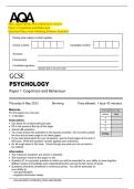 2025 AQA GCSE PSYCHOLOGY 8182&sol;1  Paper 1 Cognition and Behaviour  Question Paper with Marking Scheme Attached