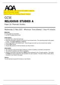 2025 AQA GCSE RELIGIOUS STUDIES A 8062&sol;2A  Paper 2A Thematic Studies  Question Paper with Marking Scheme Attached