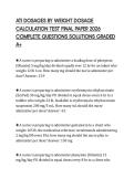 ATI DOSAGES BY WEIGHT DOSAGE CALCULATION TEST FINAL PAPER 2026 COMPLETE QUESTIONS SOLUTIONS GRADED A&plus;
